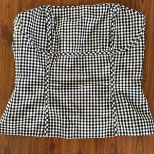 White House | Black Market black and white gingham bustier strapless top size 10